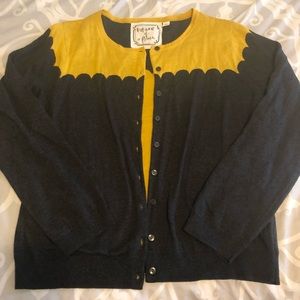 Mustard yellow and charcoal Cardigan Vintage look